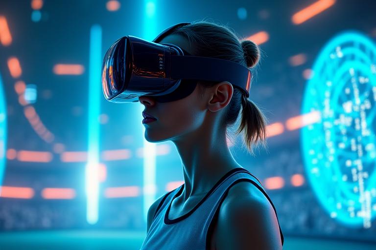 VR 헤드셋을 착용하고 가상 트레이닝을 하는 사람의 모습